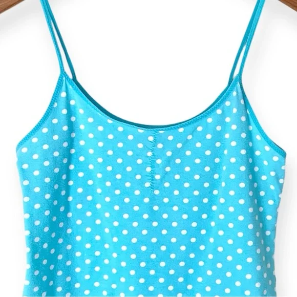 Y2K PINK Victoria’s Secret Polka Dot Cami Tank in Aqua Blue & White, size Small